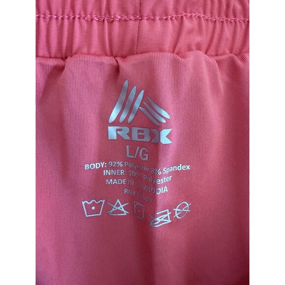 RBX Athletic Running Shorts Women Size L Pink Pull On Built-in Underwear - Picture 8 of 11